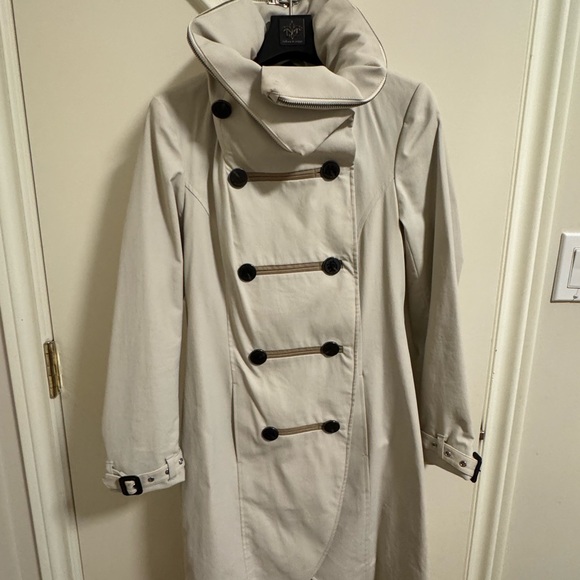 Mackage Cream Double-Breasted Trench Coat - Picture 2 of 7